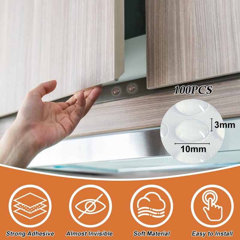 Shintop Furniture Bumpers - Clear Adhesive Bumper Pads Surface Protection for Wall and Wooden Floor Come with 100pcs (Hemispherical) - Image 2